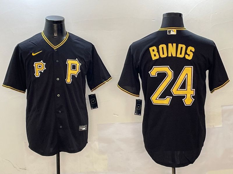 Men Pittsburgh Pirates #24 Bonds Black Game 2025 Nike MLB Jersey style 1->pittsburgh pirates->MLB Jersey